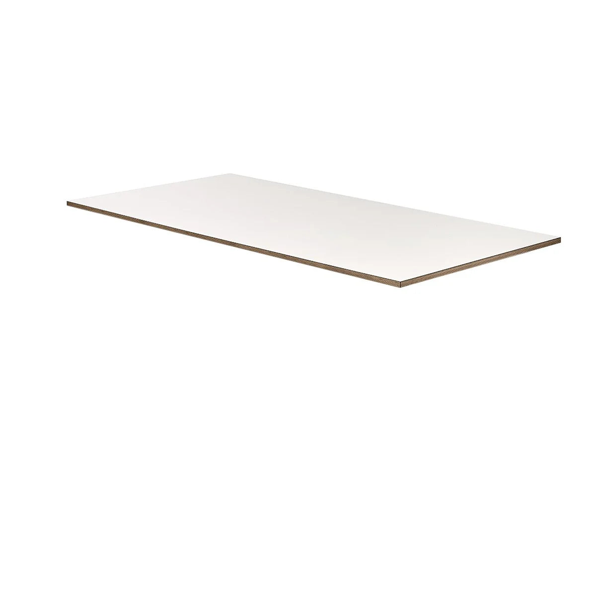 A rectangular, flat Tischplatte - Design White with clean, smooth edges and melamine coating is shown isolated against a white background.