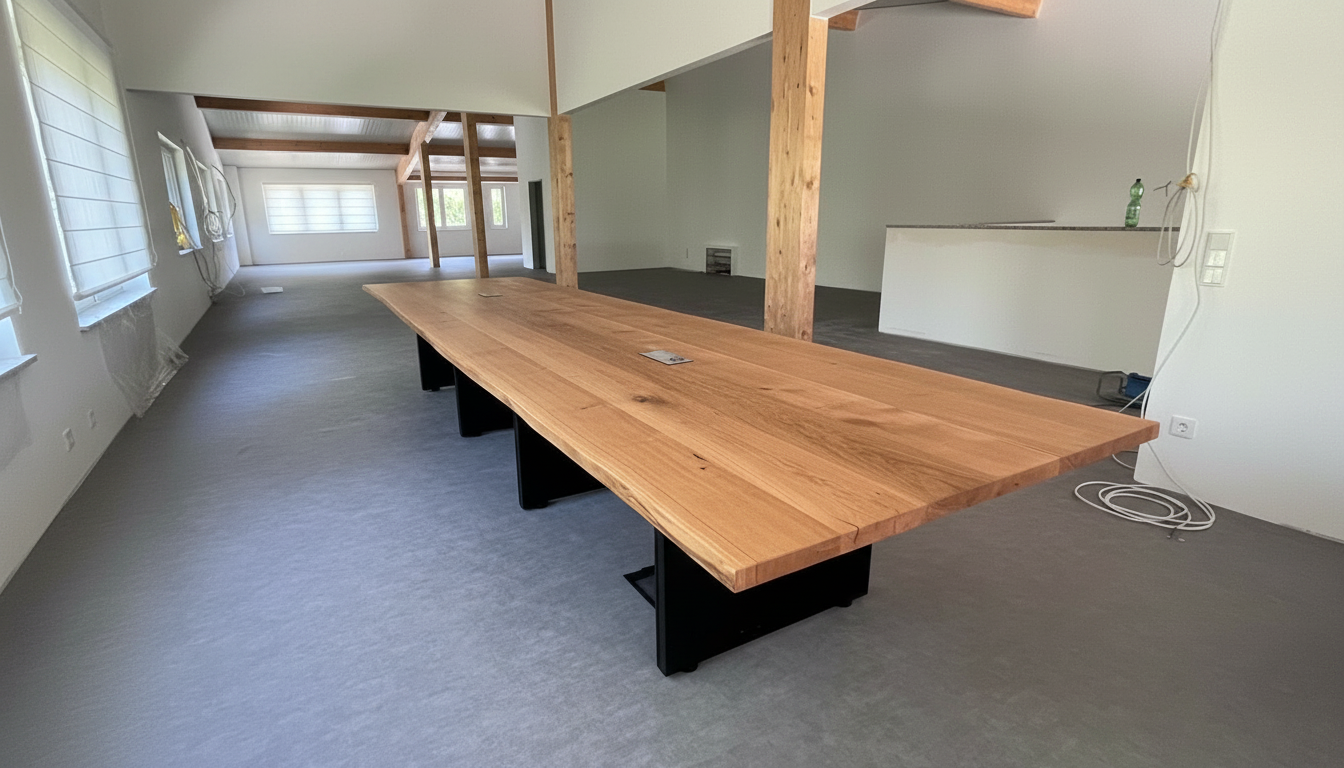 Höhenverstellbarer Konferenztisch nach Maß - CUBE Kundenprojekt