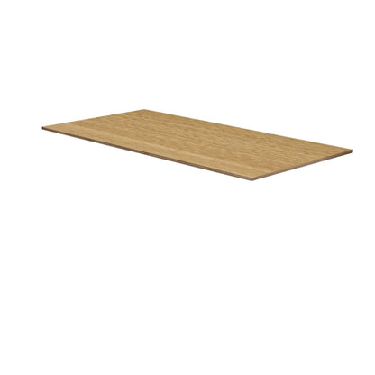 A rectangular, flat Tischplatte - Multiplex Eiche features a matt lackiert light brown oak veneer with visible wood grain, displayed against a white background.